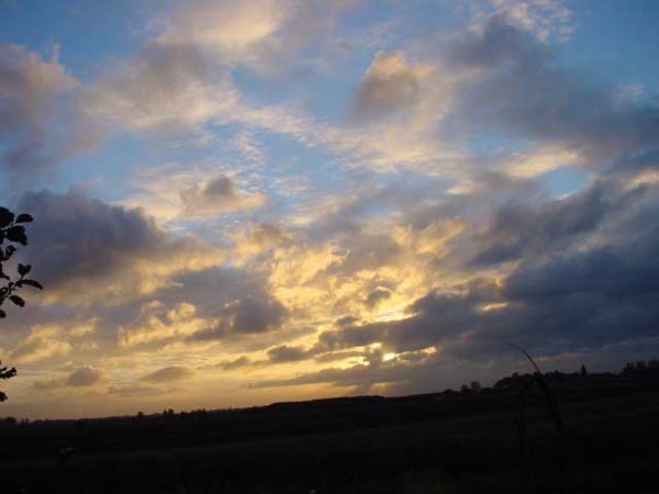 Een zonsopgang, gezien vanuit de achtertuin van mijn ouders.