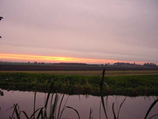 Een zonsopgang, gezien vanuit de achtertuin van mijn ouders.